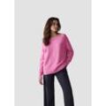 Strickpullover LECOMTE "LeComte Pullover mit Rundhalsausschnitt und Ziernaht", Damen, Gr. 42, pink, 50%Viskose 27%Polyester 23%Polyamid, unifarben, feminin, gerade, Langarm gerader Abschluss, Pullover