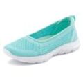 Sneaker Ballerinas LASCANA, Damen, Gr. 35, blau (mint), Obermaterial: 100% Textilmaterial. Futter: 100% Textilmaterial. Decksohle: 100% Textilmaterial. Laufsohle: 100% Synthetik, unifarben, sportlich, Schuhe Ballerina, ultraleichter Slipper, Slip-On-Sneaker, Freizeitschuh VEGAN, Topseller