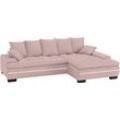 Ecksofa MR. COUCH "Haiti II, L-Form", rosa (stripes 8626 flamingo), B:280cm H:87cm T:180cm, Stripes (92% Polyester / 8% Nylon), Sofas, RGB-LED Beleuchtung, Kaltschaum, wahlweise mit Bett, Bettkasten