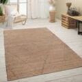 Teppich PACO HOME "Skive 685", beige (natur), B:160cm H:13mm L:230cm, Jute, Teppiche, handgeflochten, Rauten Muster, Naturfaser, auch als Läufer