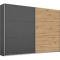 Schwebetürenschrank RAUCH "AURELIO Kleiderschrank Garderobe TOPSELLER OTTO´s CHOICE", grau (graumetallic, eiche artisan), B:261cm H:210cm T:59cm, Holzwerkstoff, Schränke, 3 verschiedene Ausstattungsvarianten Griffe aus Metall MADE IN GERMANY