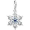 Charm-Einhänger THOMAS SABO "Schneeflocke mit blauen Steinen, 1902-945-7", silber (silberfarben, mehrfarbig, mehrfarbig), Charms, Damen, Silber 925 (Sterlingsilber), mit Glas-Keramik Stein