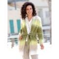 Longstrickjacke INSPIRATIONEN, Damen, Gr. 36, grün (schilf, sand, gemustert), 75% Polyacryl, 22% Polyester, 3% Elasthan, bedruckt, gemustert, mehrfarbig, Langarm, Strickjacken