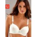 Schalen-BH LASCANA "Aurora", Damen, Gr. 100, Cup F, beige (creme), Microtouch, Spitze, Obermaterial: 53% Polyamid, 38% Polyester, 9% Elasthan, feminin, BHs, mit Bügel und zarter Spitze, Dessous