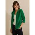 Cardigan CECIL, Damen, Gr. L (42), grün (garden grün), Web, 73% Baumwolle, 19% Polyester, 7% Viskose, 1% Elasthan, unifarben, casual, gerade normal, ohne Ausschnitt, Langarm Bündchen, Strickjacken, mit Kapuze mit Tunnelzugband