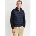 Steppweste GANT "LIGHT GILET", Herren, Gr. L, blau (evening blau), Web, Obermaterial: 100% Polyester, unifarben, casual, normal hüftlang, Westen, im Streifen-Stepp-Look