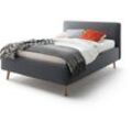 Polsterbett MEISE.MÖBEL "Mattis", grau (anthrazit), B:161cm H:105cm L:221cm, Bezug Bett: Strukturstoff (100% Polyester), Betten, Topseller, wahlweise mit Bettkasten