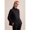 Hemdbluse SEIDENSTICKER "Schwarze Rose", Damen, Gr. XS (34), schwarz, 97% Baumwolle 3% Elastan, unifarben, regular fit, ohne Ausschnitt, Langarm, Blusen, Langarm Kragen Uni