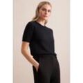 Strickpullover SEIDENSTICKER "Schwarze Rose", Damen, Gr. L, schwarz, 52% Polyester 48% Manila (Abaca), regular fit, Rundhals, Kurzarm, Pullover, Kurzarm Rundhals