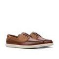 Schnürschuh CLARKS "Bratton Boat", Herren, Gr. 41, schwarz tan leather, Leder, casual, Schuhe, Bootsschuh, Mokassin, Slip-On Sneaker mit Ziernaht