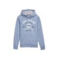 TOM TAILOR Herren Hoodie Sweatshirt mit Logo-Print, blau, Uni, Gr. XL