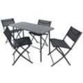 VCM 5-tlg Gartenmöbel Set Sitzgruppe Essgruppe 1xTisch, 4x Stühle Tisch Maße ca. H. 72 x B. 110 x T. 55 cm Klappbar Garten Set - Sumila