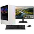 CAPTIVA Gaming-PC-Komplettsystem "Advanced Gaming I86-160 TFT Bundle", E (A-G), schwarz-weiß (schwarz, weiß), ohne Betriebssystem, 32 GB RAM 1000 GB SSD, Computer-Komplettsysteme