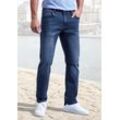 5-Pocket-Jeans JOHN DEVIN "Straight-fit Jeans", Herren, Gr. 32, Länge 34, blau (schwarz, blau, denim), Denim/Jeans, Obermaterial: 98% Baumwolle, 2% Elasthan, Destroyed-Effekte, casual, straight fit lang, Jeans, aus elastischer Denim-Qualität