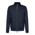 Blouson BUGATTI, Herren, Gr. 52, 390, marine, 67% Baumwolle, 30% Polyamid, 3% Elasthan, unifarben, casual, regular fit, Langarm Bündchen, Jacken, mit Stehkragen & Strickdetails