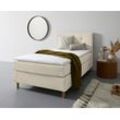 Boxspringbett HOME AFFAIRE "Heimatblick 100x200cm beliebig erweiterbar zu Doppel- und Familienbett", beige (sand beige), B:102cm L:209cm, Holzwerkstoff, Spanplatte, Komplettbetten, Einzelbett, Hotelbett erhältlich in H2,H3 & H4