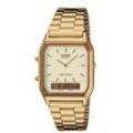 Chronograph CASIO VINTAGE, gold (goldfarben, champagnerfarben), Armbanduhren, Damen, Quarzuhr, Armbanduhr, Damen, Herren, digital, retro, Stoppfunktion