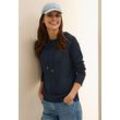 Sweatshirt CECIL, Damen, Gr. L (42), blau (universal blau), Web, Obermaterial: 100% Baumwolle, unifarben, bedruckt, casual, gerade hüftbedeckend, Rundhals, Langarm, Sweatshirts, mit Wording und Tunnelzug am Kragen