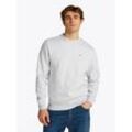 Sweatshirt TOMMY JEANS "TJM REG S FLAG CREW", Herren, Gr. XXXL, grau (silber grau heather), Sweatware, Obermaterial: 80% Baumwolle, 20% Polyester, unifarben, casual, regular fit, Rundhals, Langarm breiter Bund, Sweatshirts, mit bestickten Markenlogo auf Brusthöhe