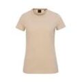 T-Shirt BOSS ORANGE "C_Elogo_20", Damen, Gr. L (40), beige (open beige 287), Single Jersey, Obermaterial: 100% Baumwolle, unifarben, modisch, Basic, Rundhals, Kurzarm eingesetzt normaler Saum, Shirts, mit Graphic Details