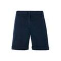 Shorts TOMMY HILFIGER CURVE "CRV CO BLEND GMD CHINO SHORT", Damen, Gr. 46, N-Gr, blau (schwarz night navy), Web, Obermaterial: 65% Baumwolle, 33% Lyocell, 2% Elasthan, unifarben, casual, relaxed fit knielang, Hosen, in Großen Größen, Chino Qualität, Logostickerei