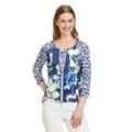 Shirtjacke BETTY BARCLAY "Betty Barclay Shirtjacke mit Rippenstruktur", Damen, Gr. 36, blau (weiß, dunkelblau), Rippware, Obermaterial: 95% Baumwolle, 5% Elasthan., casual, tailliert normal, Rundhals, Langarm, Shirts, Druck