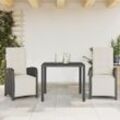 5-Tlg. Garten-Essgruppe Mit Kissen Poly Rattan | Anzahl der Artikel: 2 | Farbe: Schwarz und Creme | Größe: 90 cm Tischlänge