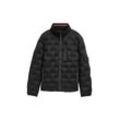 TOM TAILOR Herren Hybrid Lightweight Steppjacke mit Kapuze im Stehkragen, schwarz, Uni, Gr. XXL