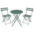 Bistro Set Garnitur 3 tlg. Metall Sitzgruppe Tisch und Stühle grün klappbar