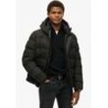 Steppjacke SUPERDRY "HOODED MICROFIBRE SPORT PUFFER", Herren, Gr. L, schwarz, Web, Obermaterial: 100% Polyester, unifarben, modisch, relaxed fit, Langarm, Jacken