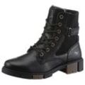 Schnürstiefelette MUSTANG SHOES, Damen, Gr. 37, schwarz, Lederimitat, Elastischer Einsatz, unifarben, klassisch, Schuhe, Boots, Winterstiefel mit Innen-Reißverschluss