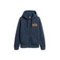 Sweater SUPERDRY "Sweatjacke VI Embroidered Ziphood", Herren, Gr. L, blau, Obermaterial: 60% Baumwolle CO. 40% Polyester PES., Sweatshirts