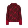 Stehkragenpullover S.OLIVER BLACK LABEL, Damen, Gr. 48, rot (plum schwarz), Obermaterial: 70% Polyacryl, 30% Polyester, Intarsienmuster, casual, regular fit taillenbedeckt, ohne Ausschnitt, Langarm gerader Abschluss, Pullover, mit Intarsienmuster