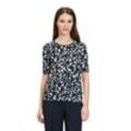 Kurzarmshirt BETTY BARCLAY "Betty Barclay Printshirt mit Rundhalsausschnitt", Damen, Gr. 36, blau (dunkelblau, weiß), Jersey, Obermaterial: 95% Viskose, 5% Elasthan., feminin, tailliert normal, Rundhals, Halbarm, Shirts, Druck