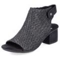 Sandalette RIEKER, Damen, Gr. 36, schwarz (schwarz, schwarz), Textil, elegant, Schuhe Schaftsandale Sandalette, Sommerschuh, Sandalette, Blockabsatz, in modischer Flecht-Optik