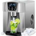 KESSER® Eiswürfelbereiter Eiswürfelmaschine Edelstahl 100W Ice Maker 12 kg 24 h 2 Würfelgrößen Zubereitung in 6 min 2 Liter Wassertank Timer LCD-Display Wassertank