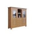 Buffet HOME AFFAIRE "Rauna", beige (natur), B:146cm H:134cm T:38cm, Massivholz, Schränke, Highboard, massive Kiefer, Türen mit Glaseinsätzen, B/H 146/134 cm