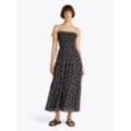 Maxikleid TOMMY JEANS "TJW AOP CHIFFON MAXI DRESS EXT", Damen, Gr. L (40), N-Gr, small flowers aop, Web, Obermaterial: 100% Polyester, gemustert, casual, ausgestellt lang, Kleider Volantrock, mit Allover-Print, Rüschen