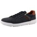 Sneaker ROMIKA, Herren, Gr. 40, navy, cognacfarben, Lederimitat, kontrastfarbene Details, sportlich, Schuhe, Freizeitschuh, Halbschuh, Schnürschuh mit Wechselfußbett