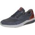 Sneaker WALDLÄUFER "K-Fabian", Herren, Gr. 11,5 (46,5), bunt (dunkelblau, cognac), Nubukleder, Glattleder, kontrastfarbene Details, casual, Schuhe, in Weite H (= sehr weit), Freizeitschuh, Halbschuh, Schnürschuh