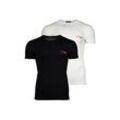 T-Shirt EMPORIO ARMANI "T-Shirt BOLD MONOGRAM 2er Pack", Herren, Gr. L, schwarz (schwarz, weiß), Obermaterial: 95% Baumwolle CO. 5% Elasthan EL., Kurzarm, Shirts