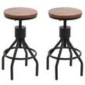 2er-Set Barhocker MCW-N17, Barstuhl, höhenverstellbar drehbar Fußablage Industrial Metall Massiv-Holz ~ braun