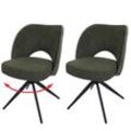 2er-Set Esszimmerstuhl MCW-N72, Polster-Küchenstuhl, drehbar Auto-Return, Stoff/Textil (420g/m²) Öko-Tex ~ grün