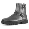 Schlupfboots GABOR "York", Damen, Gr. 36, grau (anthrazit metallic), Leder, modisch, Schuhe, Plateau, Stiefelette, Chunky Boots, Weite G, in Metallic-Optik