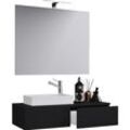 Waschbeckenunterschrank VCM "VCM 3-tlg Set Waschplatz für Gäste WC Gästebad Waschtisch Badezimmer Set - Gudas SP" Gr. 85, schwarz, B:85cm H:70cm T:35cm, Obermaterial: 100% Holz Wood., Schränke