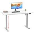 Schreibtisch VCM "VCM Höhenverstellbarer Schreibtisch stufenlos elektrisch höhenverstellbar Lona 110x80 Silber" Gr. 110, weiß, B:110cm H:71cm T:80cm, Tische