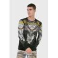 T-Shirt CIPO & BAXX "Sweatshirts", Herren, Gr. L, schwarz, 95% Baumwolle;5% Elasthan, bedruckt, casual, regular fit, Rundhals, Langarm, Shirts, mit Adler-Frontprint