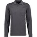 Poloshirt RAGMAN, Herren, Gr. L, grau (schiefer), Baumwollmischung, casual, regular fit, hoch geschlossener Ausschnitt, Langarm, Shirts