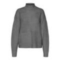 Strickpullover VERO MODA "VMMOON LS HIGHNECK PULLOVER GA BF", Damen, Gr. M (38), grau (medium grau melange), Strick, Obermaterial: 100% Polyester, unifarben, modisch, Langarm, Pullover