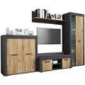 TV-Board VCM "VCM TV Möbel 4-tlg. Wohnwand mit ausreichend Stauraum Fernsehschrank Anbauwand ¿ Usilo L" Gr. 235, anthrazit, honig, eiche, B:242cm H:159cm T:37cm, Sideboards